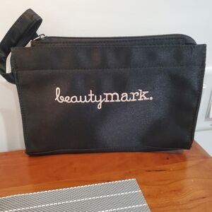 Avon Black Cosmetic Bag with Pink Embroidery